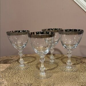 Reynolds “Royal Baroness” Platinum Lead Crystal Water/Wine Goblet, Set/4 (Set 1)